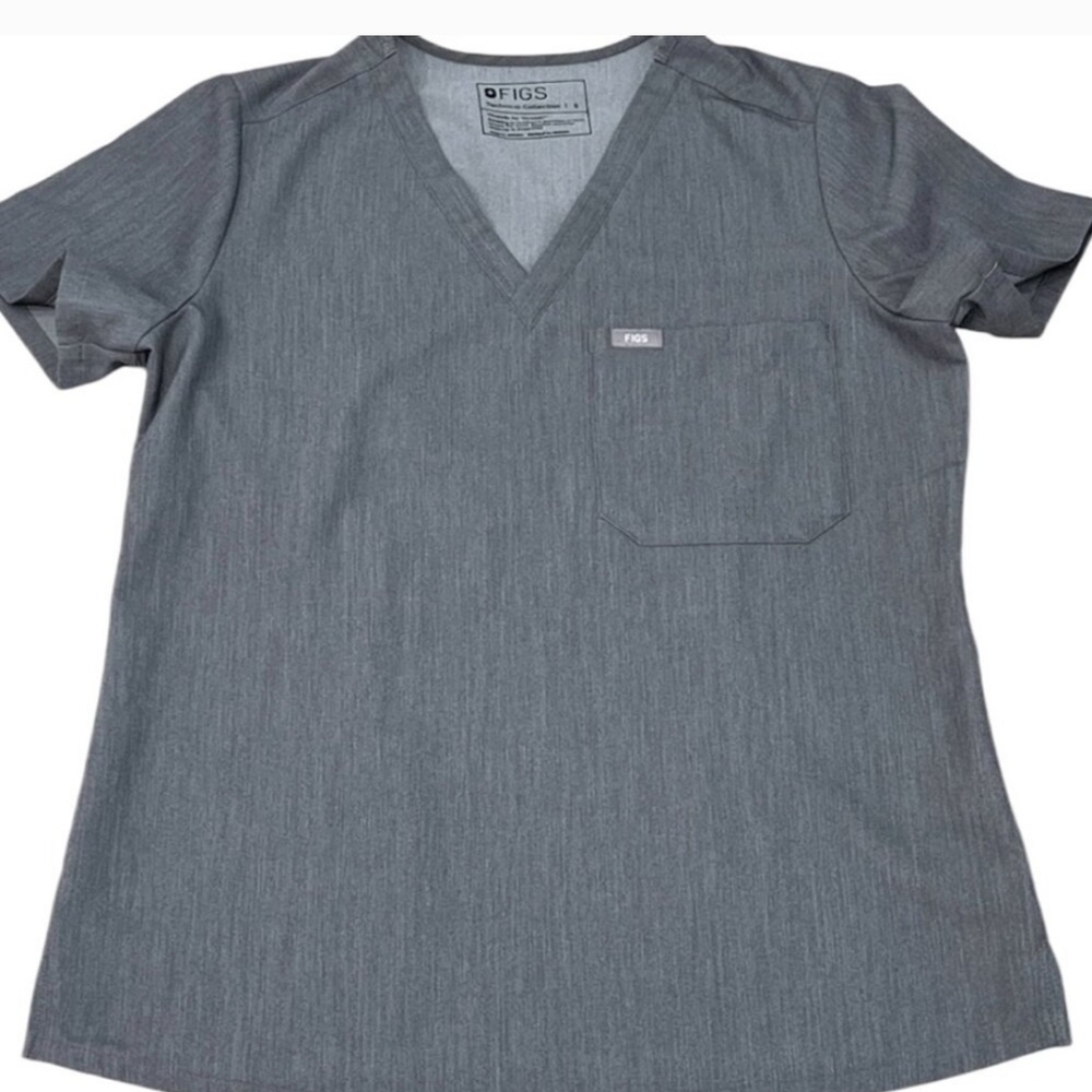 FIGS Women's Gray Catarina Small V-Neck Shirt